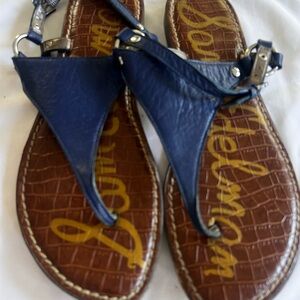 Elegant Blue Leather Sandals